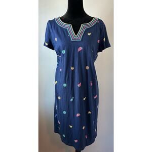 Talbots Embroidered Cotton Shift Dress Fun Fruit Print